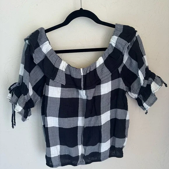 Anthropologie Porridge Ruffle Sleeve Top in Check Print - Picture 8 of 8